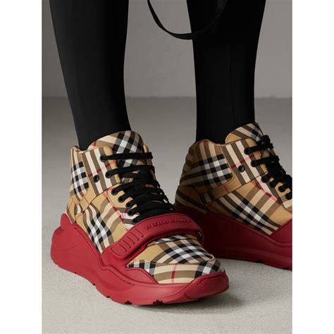 burberry vintage check high-top sneakers|burberry vintage check print sneakers.